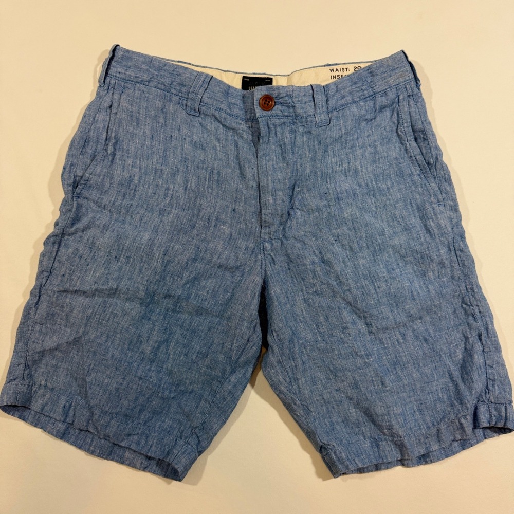J.Crew Stanton Shorts Mens 29 Blue Good 100% Linen 9" Inseam Casual Summer
